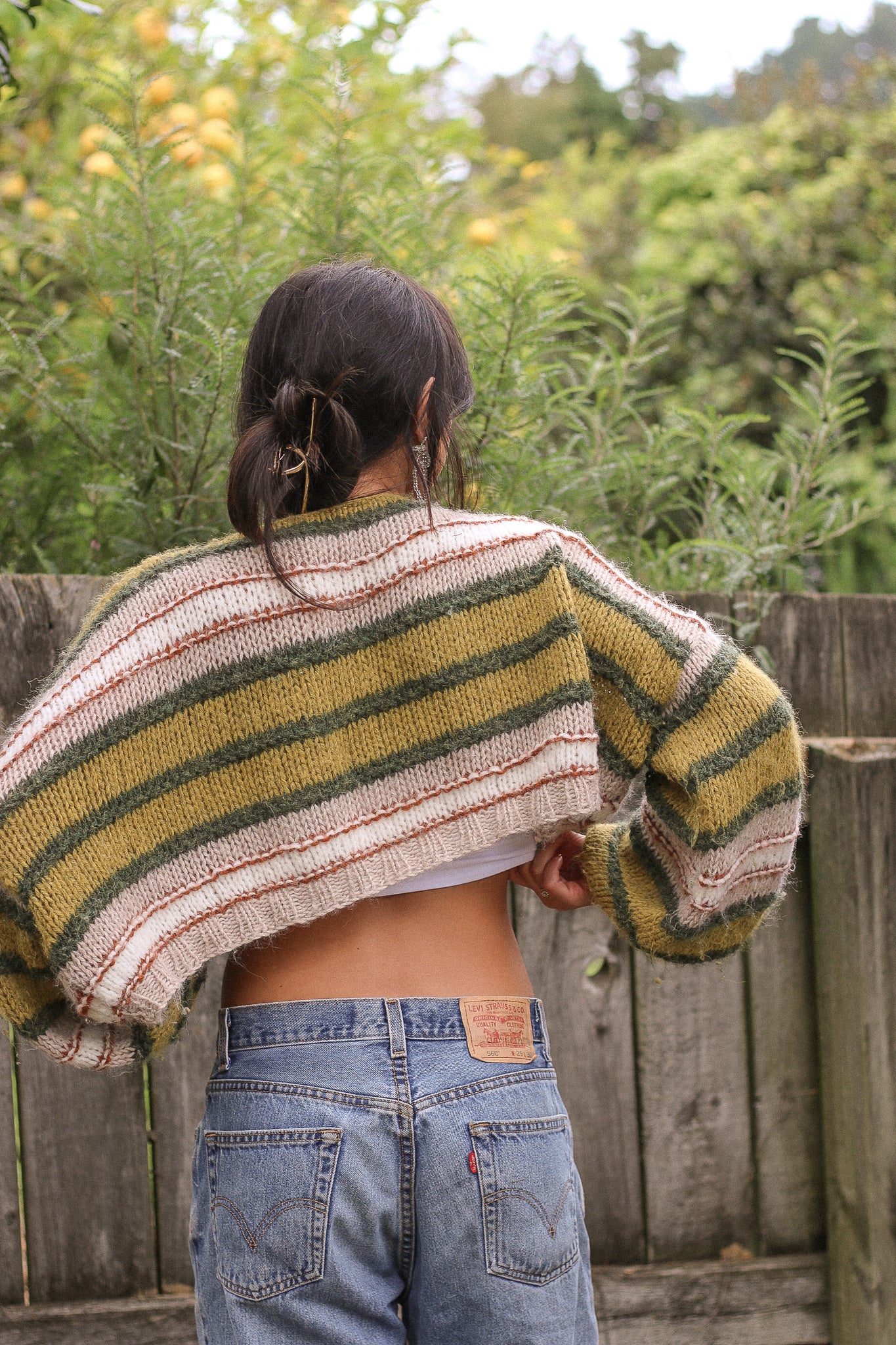 Made To Order / Baby Brushed Alpaca Stripe Cropped Sweater