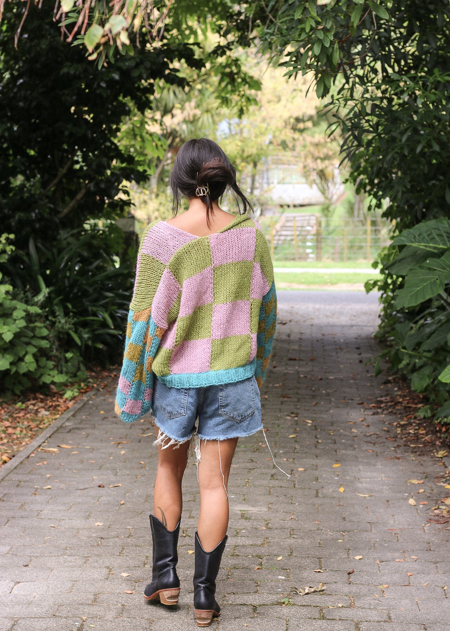 Made To Order / Baby Brushed Alpaca Checkered Cardigan