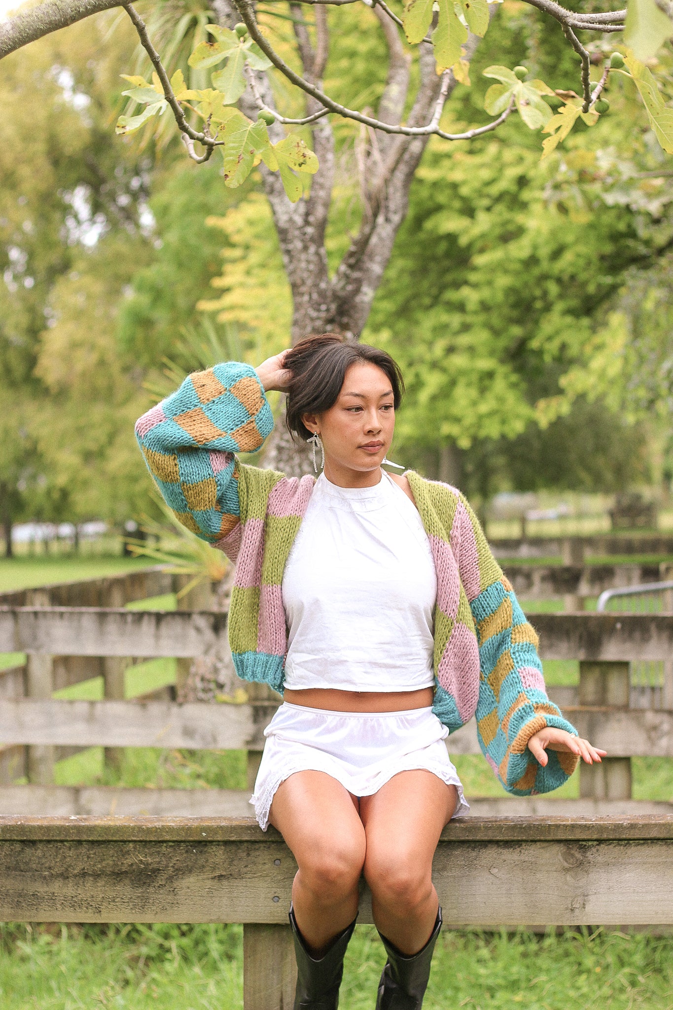 Made To Order / Baby Brushed Alpaca Checkered Cardigan