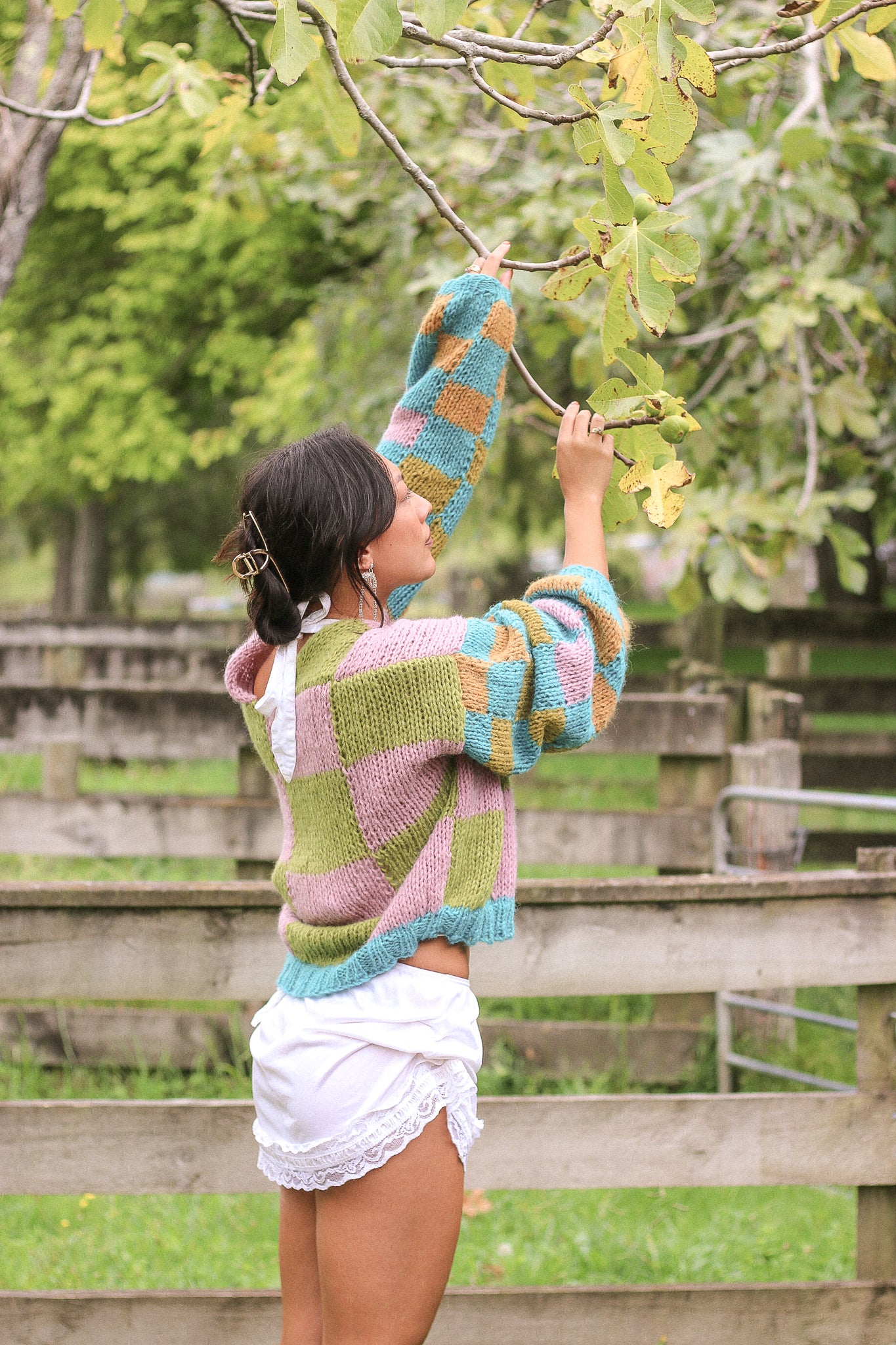 Made To Order / Baby Brushed Alpaca Checkered Cardigan