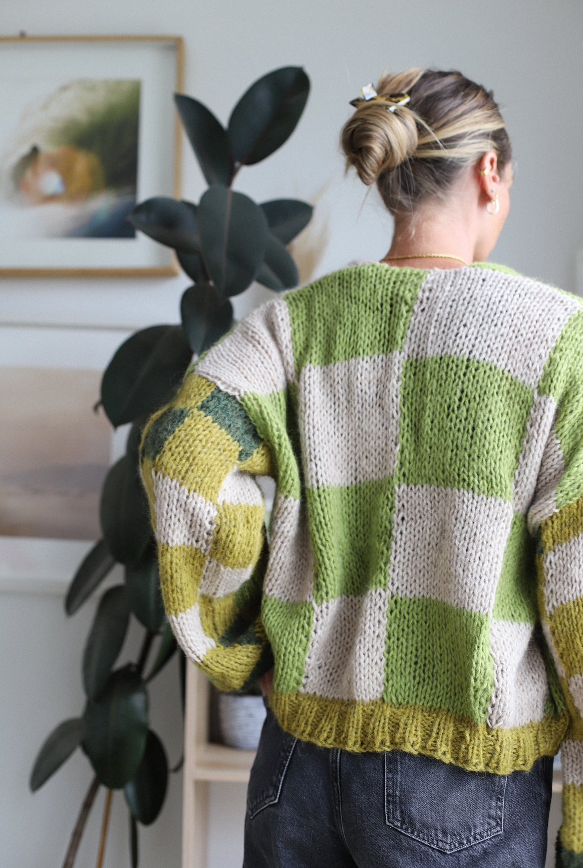 Baby Brushed Alpaca Checkered Cardigan
