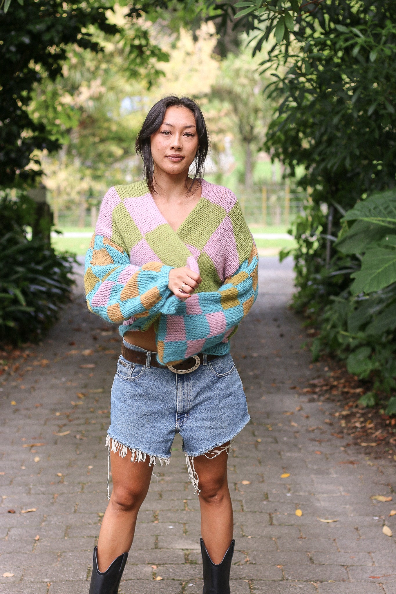 Made To Order / Baby Brushed Alpaca Checkered Cardigan