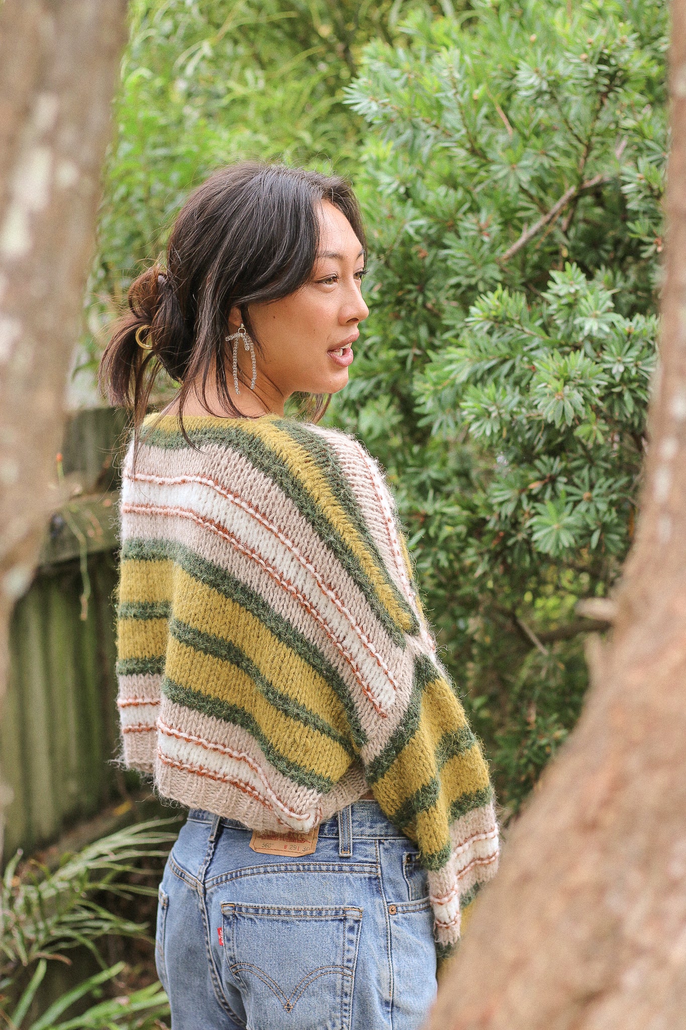 Made To Order / Baby Brushed Alpaca Stripe Cropped Sweater