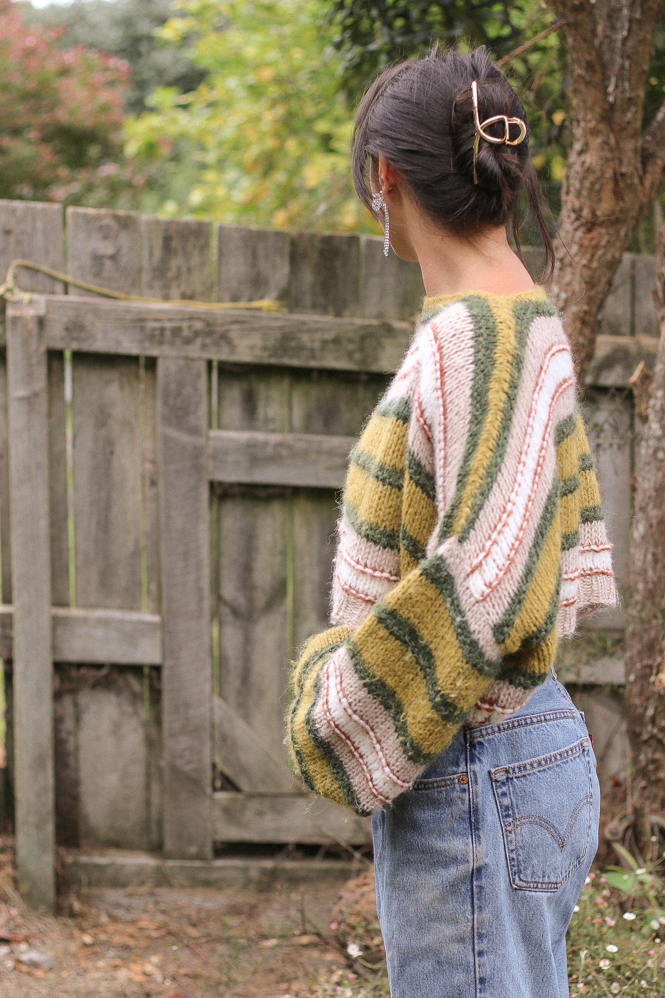 Made To Order / Baby Brushed Alpaca Stripe Cropped Sweater