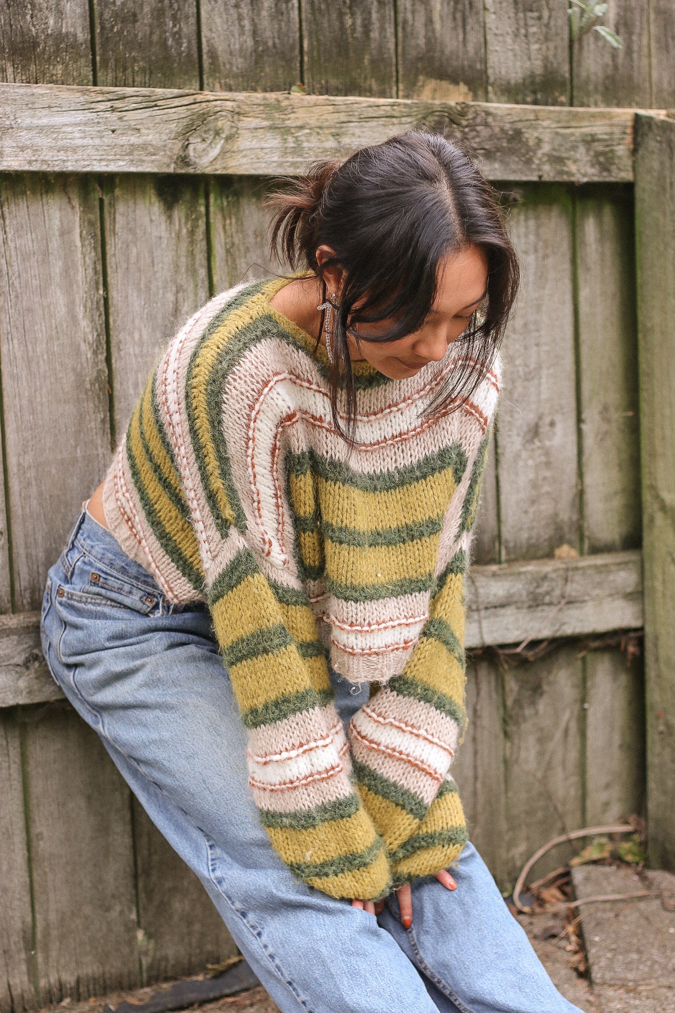 Made To Order / Baby Brushed Alpaca Stripe Cropped Sweater