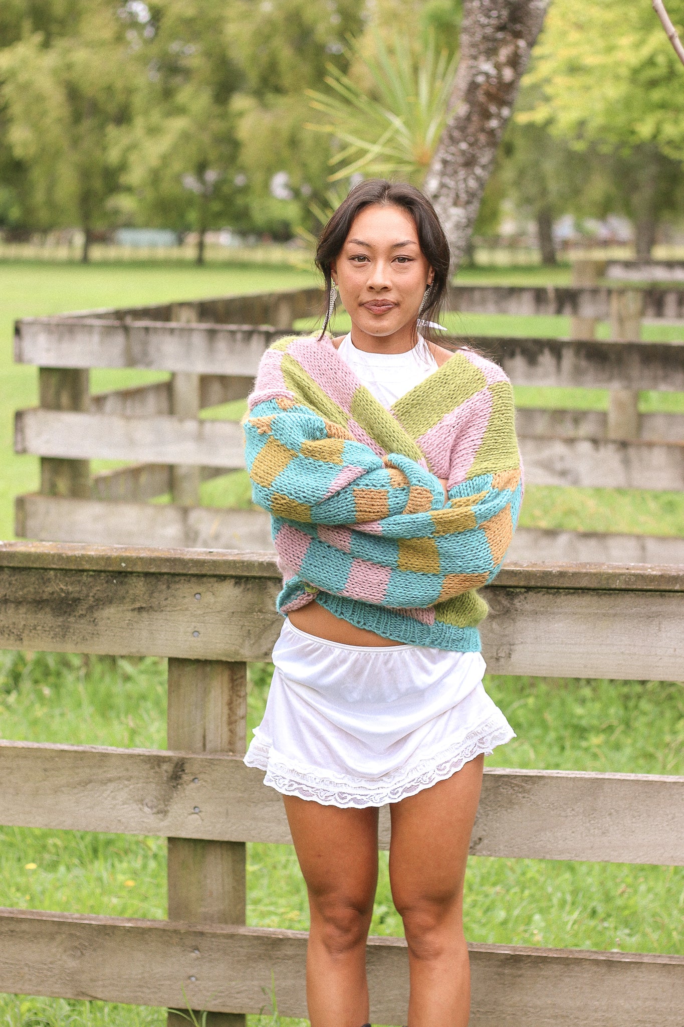 Made To Order / Baby Brushed Alpaca Checkered Cardigan