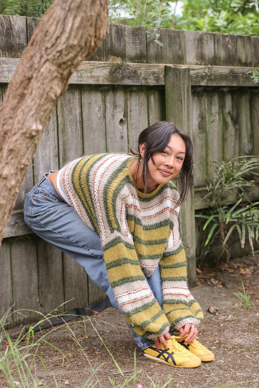 Made To Order / Baby Brushed Alpaca Stripe Cropped Sweater