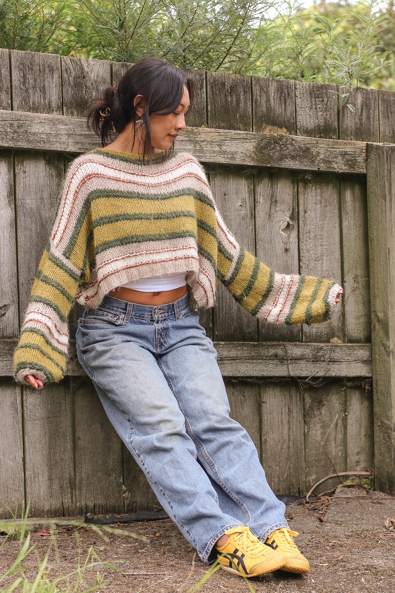Made To Order / Baby Brushed Alpaca Stripe Cropped Sweater