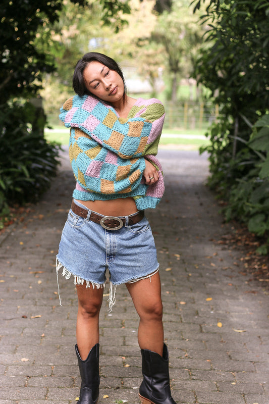 Made To Order / Baby Brushed Alpaca Checkered Cardigan
