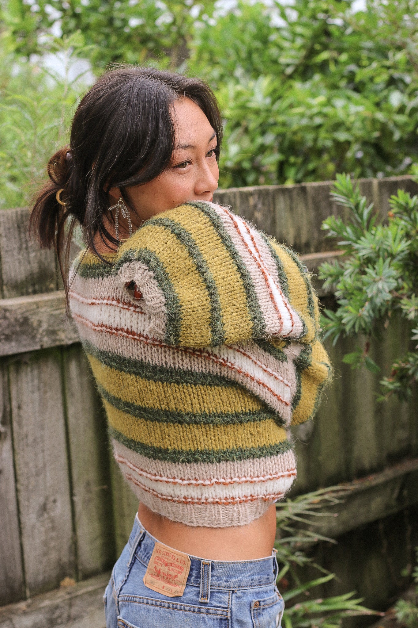 Made To Order / Baby Brushed Alpaca Stripe Cropped Sweater