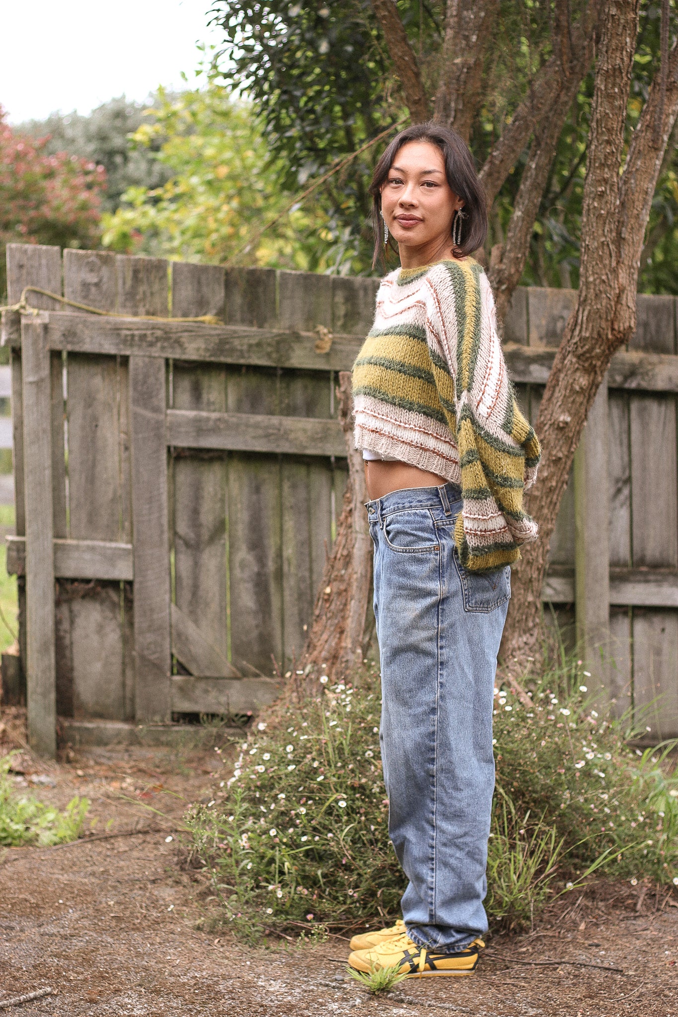Made To Order / Baby Brushed Alpaca Stripe Cropped Sweater